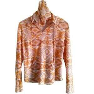 WallFlowers Aztec Kangaroo Pocket Drawstring Pullover Sweater Hoodie Size Small